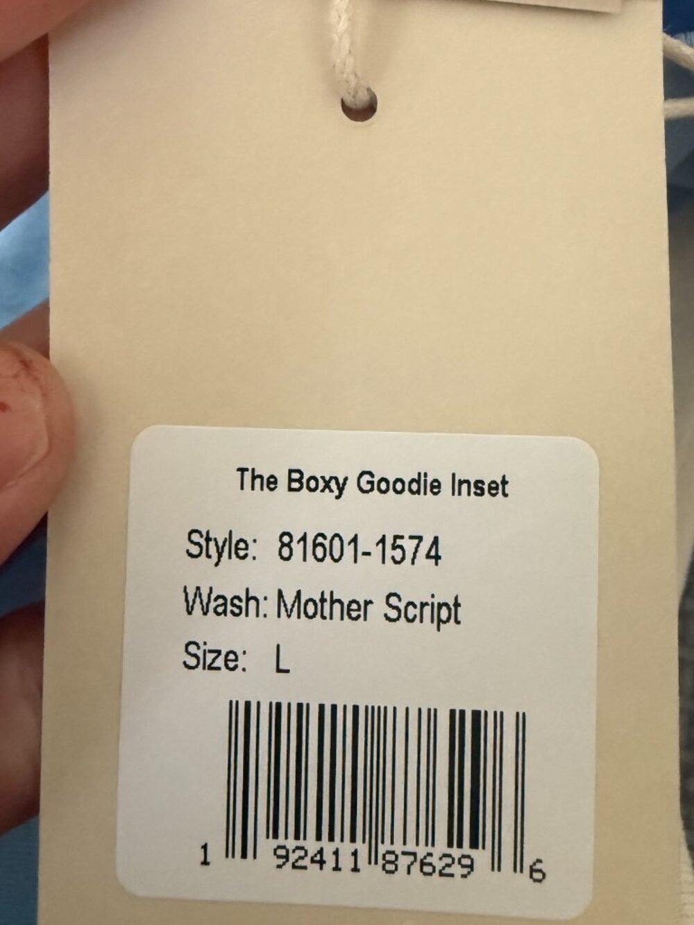 NWT MOTHER The Boxy GoodieInset Tee -Mother Script- L- Baby Blue/Red/White - Picture 9 of 12